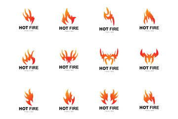 Fire Logo, Burning Hot Flame Vector, Simple Design Template Illustration