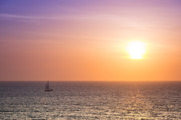 boat at sunset in Cartagena