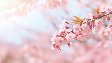 Obraz premium Pink spring background.spring time. Pink flower on a blue background.Spring beautiful blooming background in pink and purple color.Beautiful spring wallpaper.