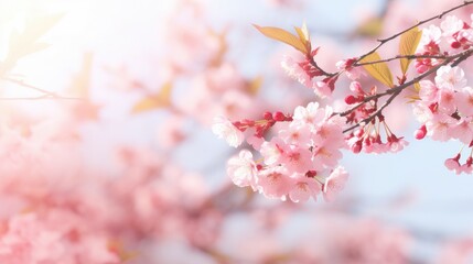Pink spring background.spring time. Pink flower on a blue background.Spring beautiful blooming background in pink and purple color.Beautiful spring wallpaper.