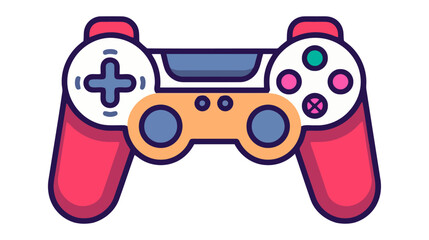 Vector gamepad colorful flat icon on white background.
