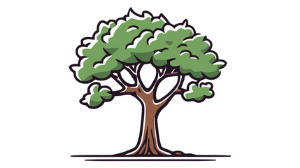 Simple tree vector icon, logo. Flat tree on white background