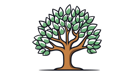 Naklejka premium Simple tree vector icon, logo. Flat tree on white background