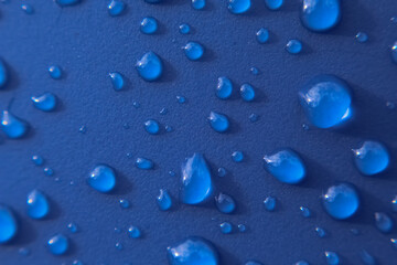 drops of water on a blue background 