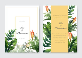 Elegant wedding card with tulip flower floral frame multi purpose