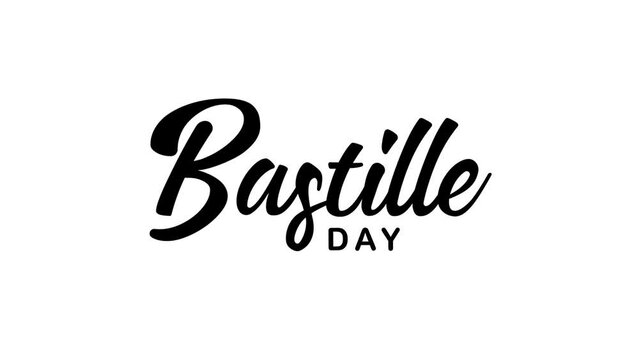 Happy Bastille Day Animation Text in Gold Color. Great for Bastille Day Celebrations, lettering with alpha or transparent background, for banner, social media feed wallpaper stories