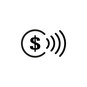 contactless payment icon, cashless pay, nfc. Vector illustration. stock image.