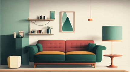 ソファのある部屋,Generative AI AI画像