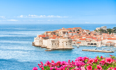 Dubrovnik old town cityscape at sunny day  in Adriatic sea, Croatia