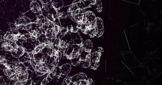 Animation of close up of dna strand over black background