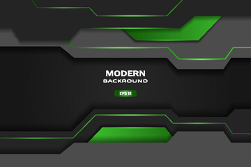 Modern Background Realistic Technology Metallic Green and Grey