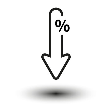 Percent down arrow line icon. Vector illustration. EPS 10.