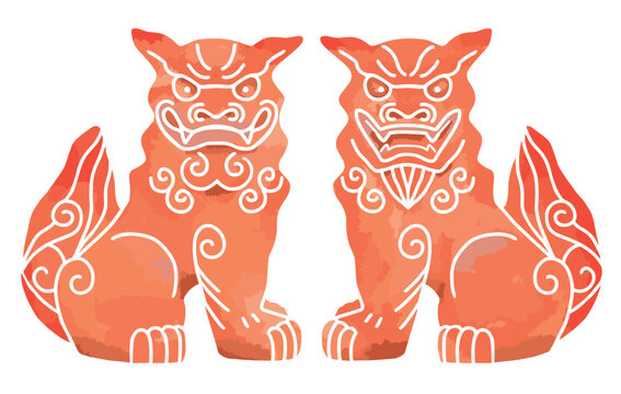 沖縄の魔除けシーサー像のベクターイラスト