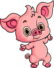 Cartoon funny little pig posing