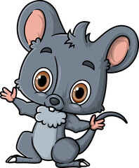 Cartoon funny little mouse posing