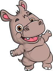 Cartoon funny little hippopotamus posing
