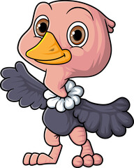 Cartoon funny little ostrich posing