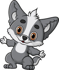 Cartoon funny little wolf posing