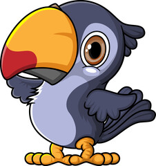 Cartoon funny little toucan posing