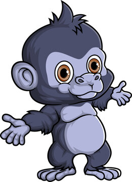 Cartoon funny little gorilla posing