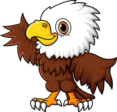 Cartoon funny little eagle posing