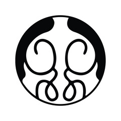 hand drawing symmetry icon or logo and symmetry flower, complex circle, japanese pattern, cirle art.