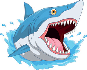 angry shark cartoon