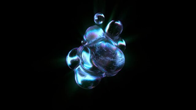 Abstract blue rotating ice spheres looped animation