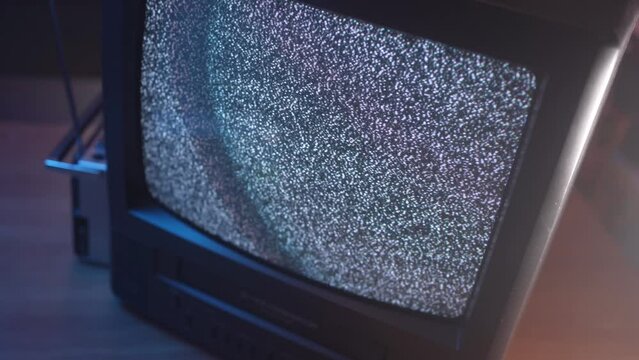 Vintage TV from the 80s 90s Screen Broken Static Noise