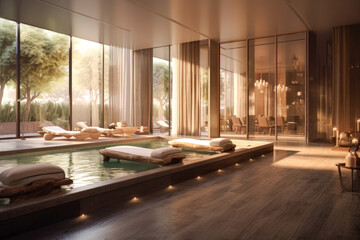Interior of a luxury spa. Spa concept. Generative AI