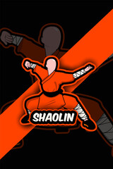 Shaolin esport logo mascot design