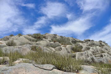 clouds over the mountains,mountain landscape, blue sky and clouds, rocks and blue sky with clouds, Monte das Gameleiras, Brazil, trails in brazil, trails in northeast Brazil, tourism 