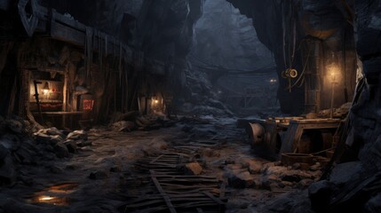 Obraz premium Old and abandoned mine game art