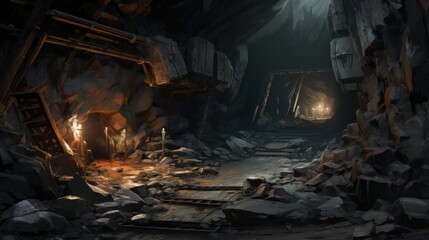 Old and abandoned mine game art
