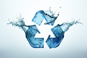 recycle symbol on white background | recycling symbol made of water - obrazy, fototapety, plakaty