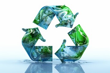 recycle symbol on white background | recycling symbol made of polluted water