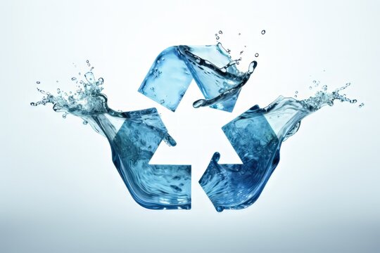 recycle symbol on white background | recycling symbol made of water