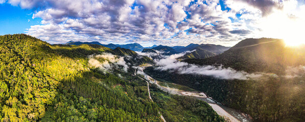jungle panorama aerial view: selva central of peru close to la merced