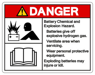 Danger Battery Chemical and Explosion Hazard Symbol Sign ,Vector Illustration, Isolate On White Background Label. EPS10