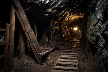 Fototapeta na wymiar An image of a abandoned mine shaft - Generative AI