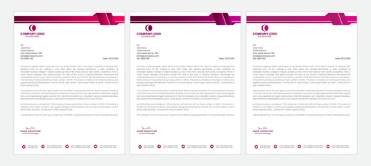 Clean and professional corporate company business letterhead template design with color variation bundle