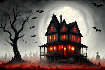 Fototapeta na wymiar ghost house for halloween wallpapers