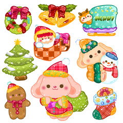 Obraz na płótnie Canvas A collection of cute Christmas items