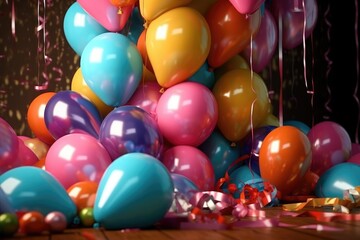 Fototapeta na wymiar Multi-colored balloons on filled background. Holiday. Birthday.