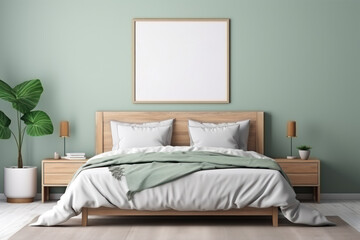 Gallery Oasis: Inviting Bedroom with Wall Space for Art Display. Generative AI