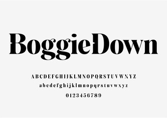 Classic serif typeface font alphabet with high-contrast leaning to the concept of contemporary typefaces. perfect for headlines