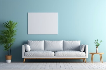 Artful Living: Cozy Living Room with Sofa for Wall Art Placement. Generative AI