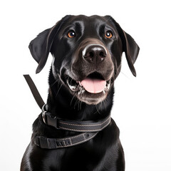 a close-up of a dog wearing a collar