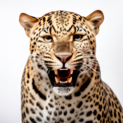 a leopard with its mouth wide open