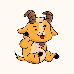 Cute And adorable goat vector illustration, animal character Design for t-shirt,  prints, sticker and more